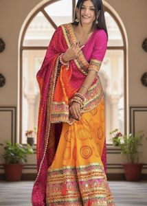 Elegant Pink &amp; Orange Saree