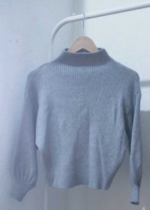 Gray Knit Turtleneck Sweater