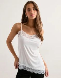 Pintresty 🌸White Lace Trim Cami Top