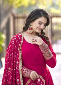 New/Unused Embroidered Straight Gown With Dupatta