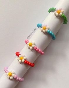 Daisy Beaded Rings - Set of 5