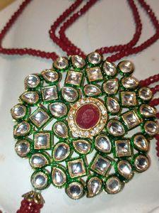 Maroon Kundan Long Set With Earrings