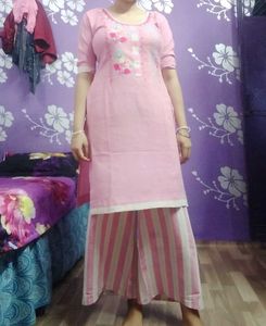 Pink Embroidered Kurta Set