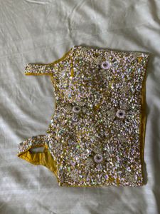 Sequin Embellished Yellow Crop Top And Shrug