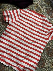 Orange &amp; White Striped Unisex T-Shirt