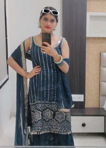 Radiant Mirror & Sequin Heavy Work Sharara Set💙