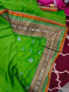 Heavy Georgette Popat Green Saree
