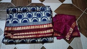 Beautiful Cotton Silk Saree With Matching Blouse