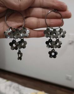 Floral Dangle Hoop Earrings