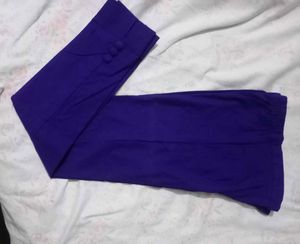 Purple Capri Pants with Button Detail