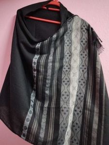 Black Striped Cotton Scarf