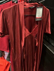 Maroon Night Gown Set