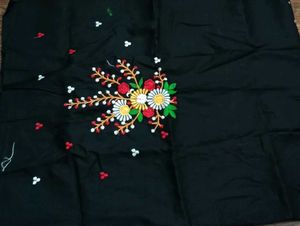 Hand Embroidered Black Fabric