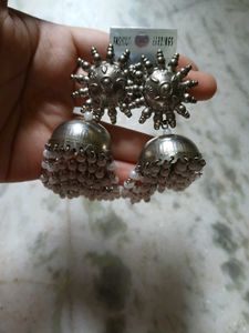 Silver Jhumka Earrings