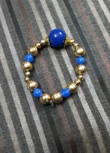 Beaded Bracelet Set - Blue &amp; Gold