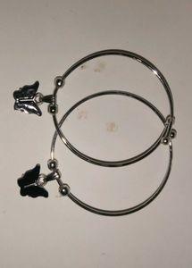 Butterfly Charm Bangle Bracelets (Set of 2)