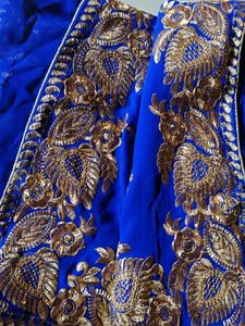 Royal Blue Embroidered Saree