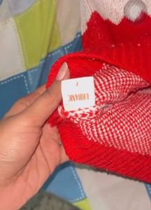 Urbanic Festive Christmas Red &amp; White Knit Vest