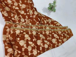 Floral Embroidered Semi Stitched Garara Suit