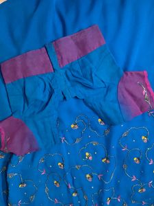 Blue Purple Party Wear Saree