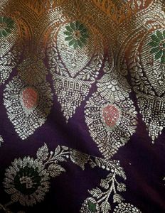 Wine And Orange Banarasi Silk Saree