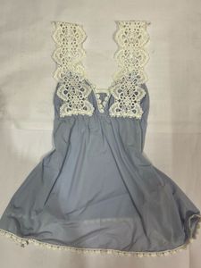 Vintage Light Blue Top With Lace Detailing