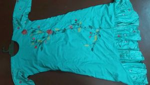 Aqua Floral Embroidered Dress
