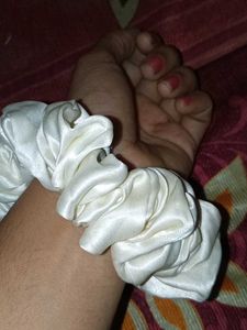 White Satin Scrunchie