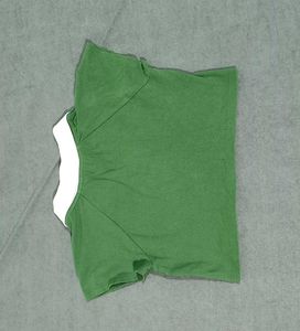 Green &amp; White Cropped Polo Shirt