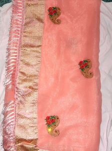 Elegant Peach Saree