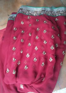 Red Embroidered Saree
