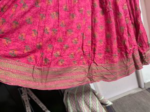 Pink Yoke Worked Anarkali Kurta