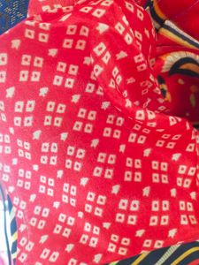 Red Elephant &amp; Peacock Print Saree