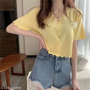 Yellow Scalloped Edge Cardigan