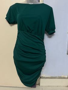 Pintrest Green Ruched Bodycon Dress