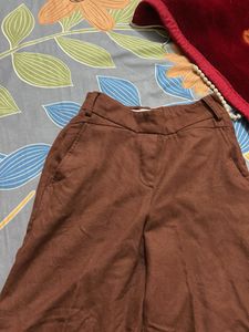 mehroon Wide Leg Pants