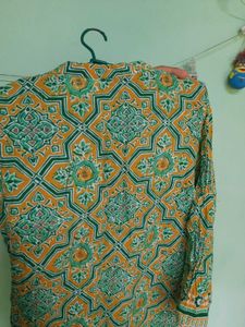 Green And Yellow Beautiful Cotton Kurtha
