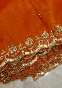 Orange Embroidered saree