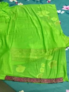 Parrot Green Lycra Saree
