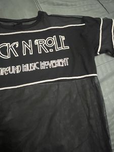 Sheer Black Graphic Crop Top