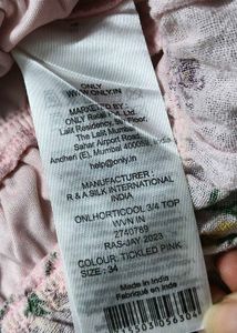 Only Brand Women Pink Floral Elastic Peplum Top