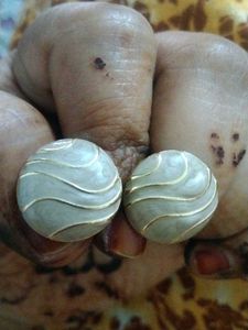 Vintage Round Button Earrings