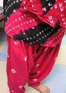 Bandhej Women Suit Red Shalwar Kurta