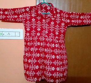 Red Printed Peplum Top