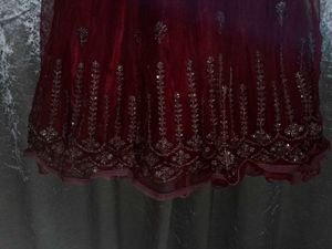 Red Embellished Girls' Dress With Jacket