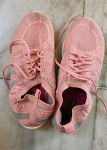 Pink Knit Slip-On Sneakers