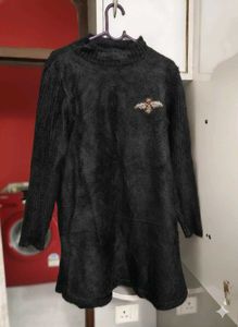 Black Fuzzy Sweater Dress