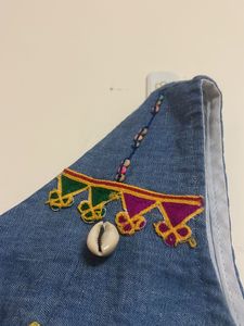 DESIGNER DEMIN HANDWORK BLOUSE WITH BELT
