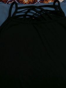 Trendy Korean Stylish Black Cross Bralete Sexy Top