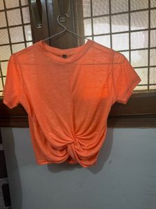 Front Wrap Detail Top Beautiful Coral Color